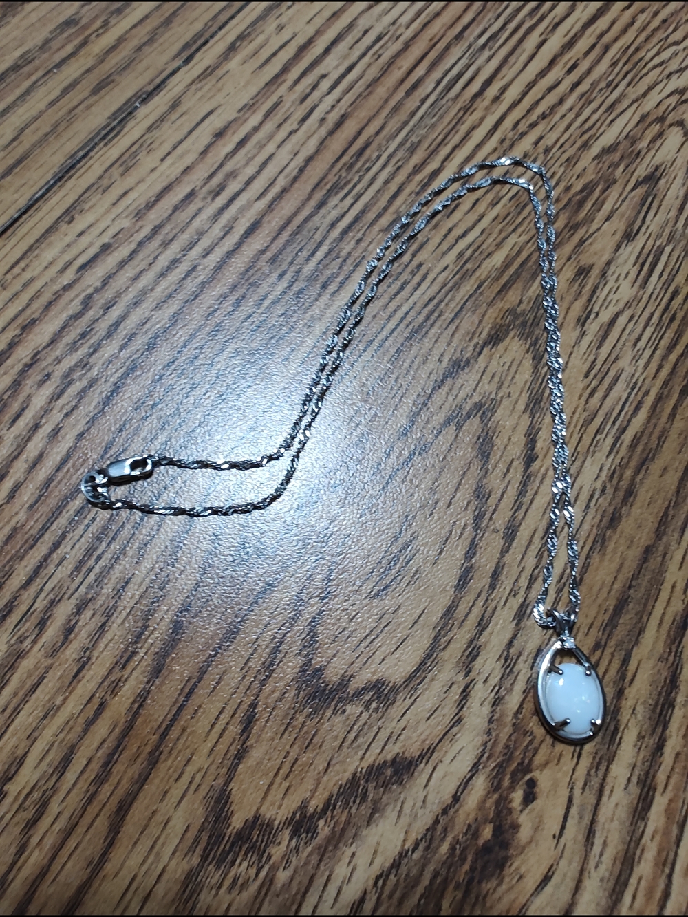 Sterling Silver White Opal Teardrop Pendant Necklace